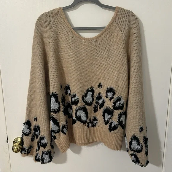 Adora new with tags tan and cheetah sweater - Picture 6 of 13